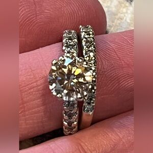 14kt white gold and Earth mined wedding set. 1.43 center